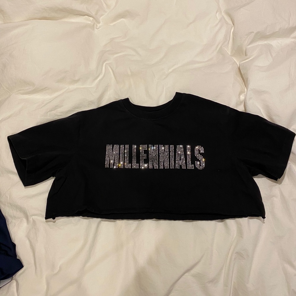 Thick Millennials black crop top